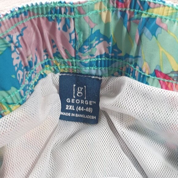 George Men Flamingo Print Swim Trunks 2XL 44 to 46 Waist Pool Vacation Cruise - Picture 3 of 5
